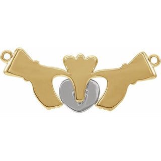 14K Yellow/White Claddagh Necklace Center