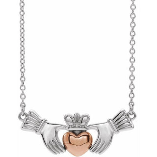 14K White/Rose Claddagh 16" Necklace