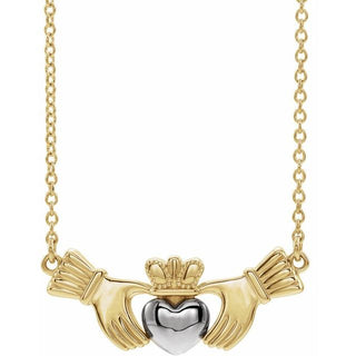 14K Yellow/White Claddagh 18" Necklace