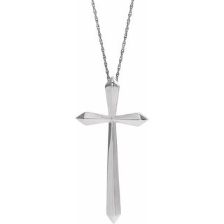 Platinum Elongated Cross 20" Necklace