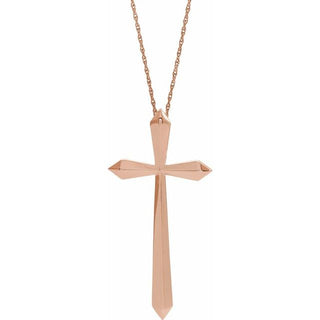 14K Rose Elongated Cross 20" Necklace
