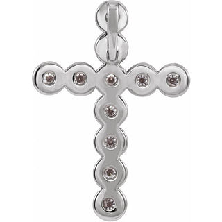 14K White 1/4 CTW Natural Diamond Cross Pendant