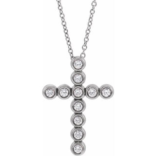 14K White 1/4 CTW Natural Diamond Cross 16-18" Necklace