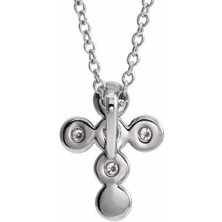 14K White 1/6 CTW Natural Diamond Cross 16-18" Necklace