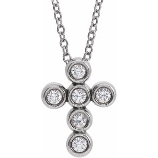 Sterling Silver 1/6 CTW Natural Diamond Cross 16-18" Necklace