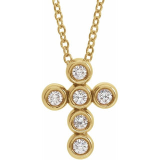 14K Yellow 1/6 CTW Natural Diamond Cross 16-18" Necklace