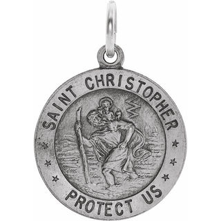 14K White 20 mm Saint Christopher Medal