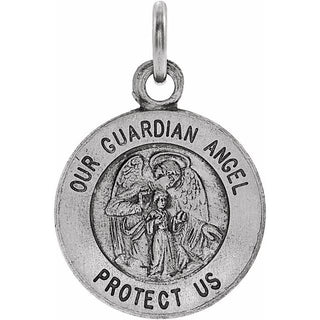 Sterling Silver 12 mm Guardian Angel Medal  