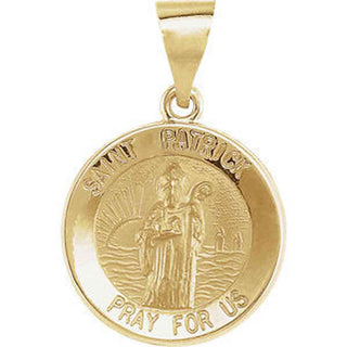 14K Gold 15 MM Round Hollow St. Patrick Medal