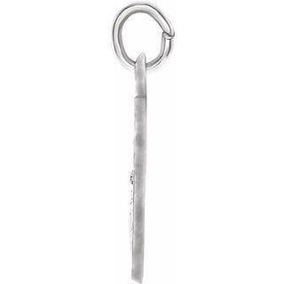 14K White 15 mm Guardian Angel Medal