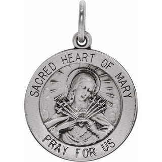 Sterling Silver 18 mm Sacred Heart of Mary Medal