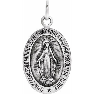 14K White Gold Oval Mircaulous Pendant Pendant