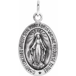 14K White Gold Miraculous Medal