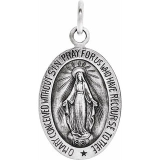 Sterling Silver 28.5x17.5 mm Oval Miraculous Medal Only