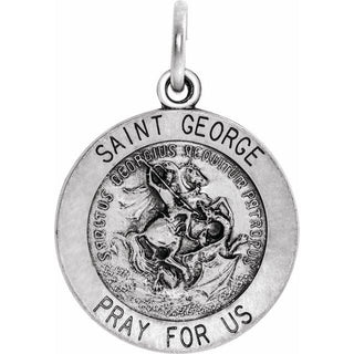 Sterling Silver 18 mm Round Saint George Medal  