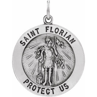 14K White Saint Florian Medal Pendant