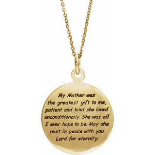 14K Yellow Loss of a Mother 18" Necklace
