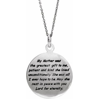 Sterling Silver Loss of a Mother 18" Necklace