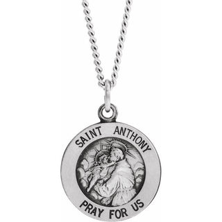Sterling Silver 15 mm Saint Anthony Medal 18" Necklace