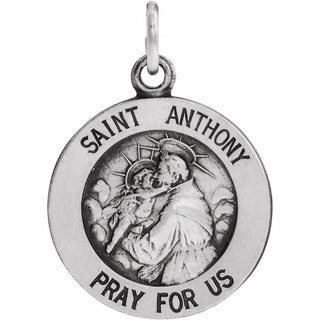 14K White 18 mm Saint Anthony Medal