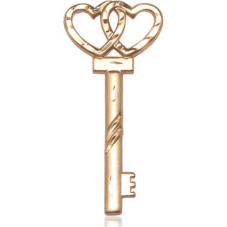 14kt Gold Key w/Double Hearts Medal