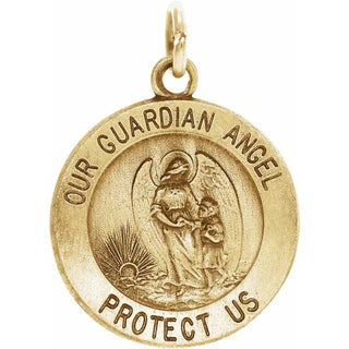 14K Yellow 15 mm Guardian Angel Medal