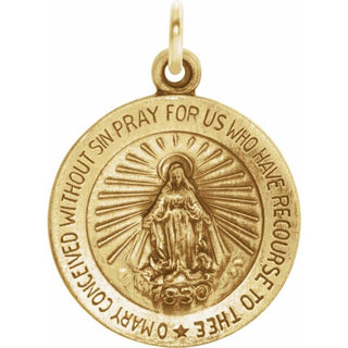 14K Yellow 15 mm Miraculous Medal