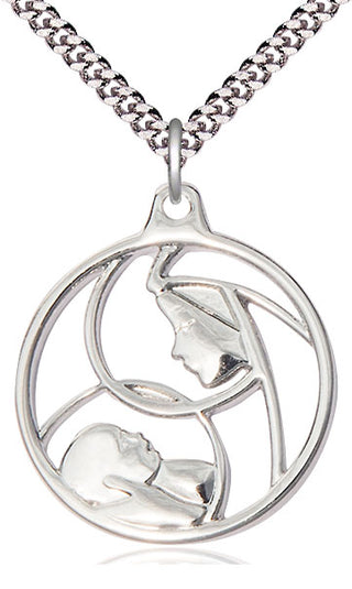 Sterling Silver Madonna & Child Medal Catholic Jewelry