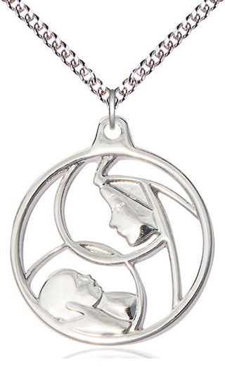 Sterling Silver Madonna & Child Medal Catholic Jewelry