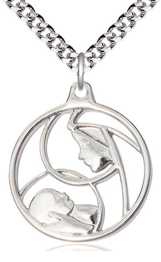 Sterling Silver Madonna & Child Medal Catholic Jewelry