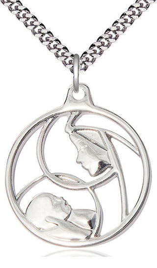 Sterling Silver Madonna & Child Medal Catholic Jewelry