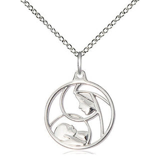 Sterling Silver Madonna & Child Medal Religious Jewelry