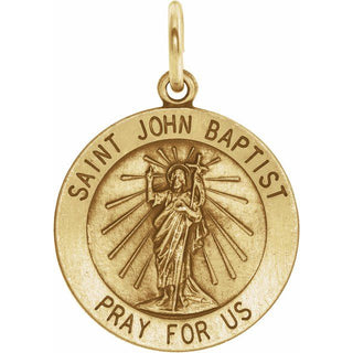 14K Yellow 12 mm Round Saint John the Baptist Medal