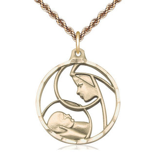 14kt Gold Madonna & Child Medal