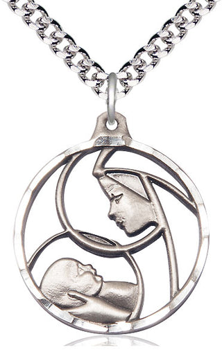 Sterling Silver Madonna & Child Medal Catholic Jewelry
