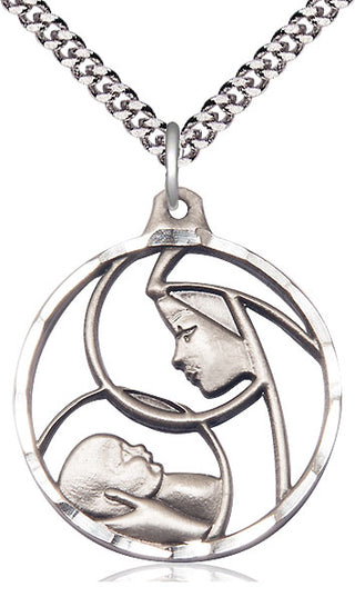 Sterling Silver Madonna & Child Medal Catholic Jewelry