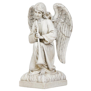 13.25-Inch Angel With Trumpet Kneeling - Garden Statue