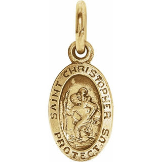 14K Yellow 9x6 mm Oval Saint Christopher Medal