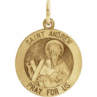 14K Yellow 18 mm Round Saint Andrew Medal