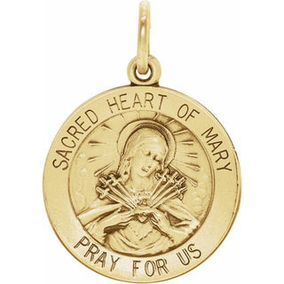 14K Yellow 18 mm Sacred Heart of Mary Medal