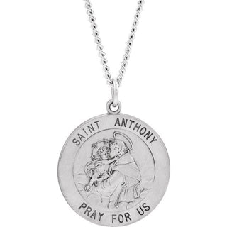 Sterling Silver 25 mm Saint Anthony Medal 24" Necklace