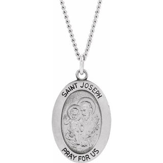 Sterling Silver 19x13.5 mm Saint Joseph 18" Necklace 