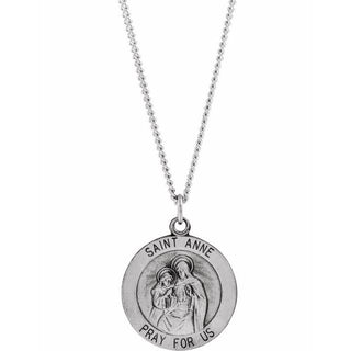 Sterling Silver 18 mm Saint Anne Medal 18" Necklace
