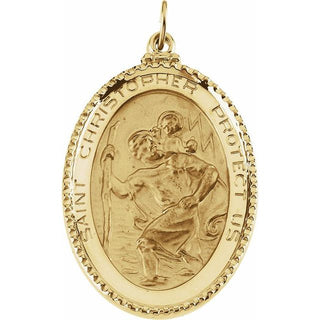 14K Yellow 39x26 mm Oval Saint Christopher Medal