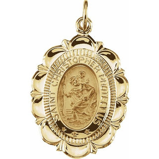 14K Yellow 25x18 mm Oval Saint Christopher Medal