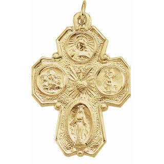 14K Yellow Four-Way Cross Medal