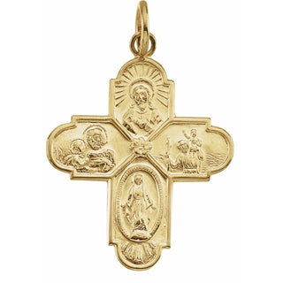 14K Yellow 24.5x21.5 mm Four-Way Cross Medal 