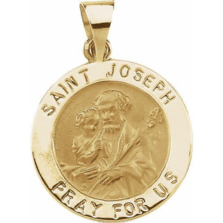 14K Yellow 18 mm Round Hollow Saint Joseph Medal  