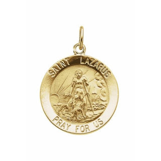 14K Yellow 15 mm Round Saint Lazarus Medal