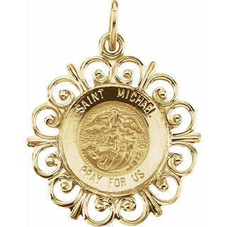 14K Yellow 18 mm Round Saint Michael Medal